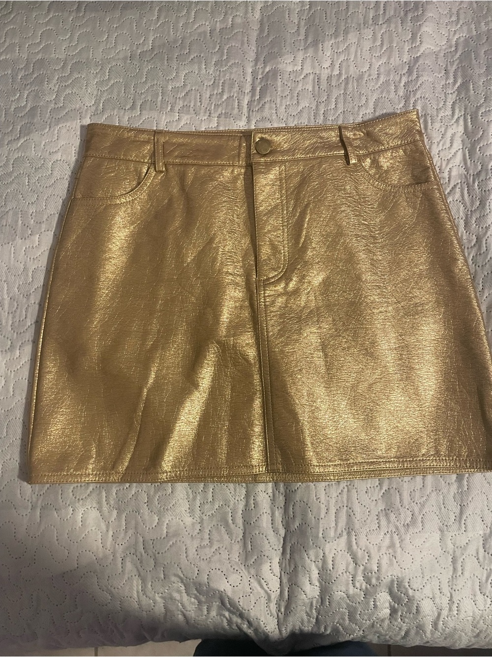 SHEIN Metallic Gold Mini Skirt